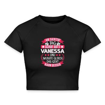 Vanessa Name Vorname Namenstag Namensgeschenk - Cropped Frauen Organic T-Shirt - Schwarz - Vorne - AI Model Female 172 light (172cm)