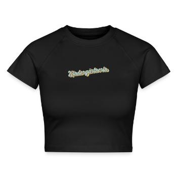 Kita-Erzieher Abschluss-Geschenk Kindergärtnerin - Cropped Frauen Organic T-Shirt - Schwarz - Vorne - AI Model Female 172 light (172cm)