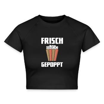 Frisch Gepoppt Popcorn Snack - Cropped Frauen Organic T-Shirt - Schwarz - Vorne - AI Model Female 172 light (172cm)