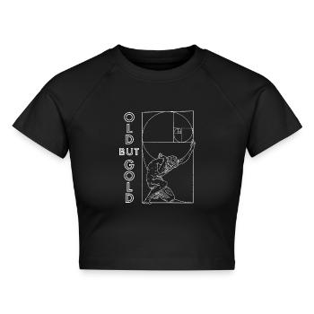 Geometrie Goldener Schnitt Fibonacci Spirale - Cropped Frauen Organic T-Shirt - Schwarz - Vorne - AI Model Female 172 light (172cm)