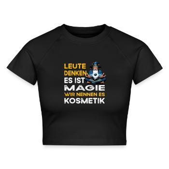 Leute denken Magie Kosmetik Kosmetiker - Cropped Frauen Organic T-Shirt - Schwarz - Vorne - AI Model Female 172 light (172cm)