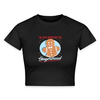 Lebkuchenmann Lebkuchen Lebkuchenmänner Geschenk - Cropped Frauen Organic T-Shirt - Schwarz - Vorne - AI Model Female 172 light (172cm)