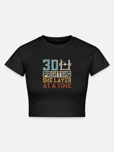 3D Drucker 3D Druck - Cropped Frauen Organic T-Shirt - Schwarz