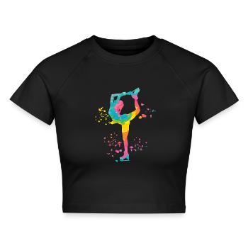 Eiskunstläufer Schlittschuhlaufen Eiskunstlauf - Cropped Frauen Organic T-Shirt - Schwarz - Vorne - AI Model Female 172 light (172cm)