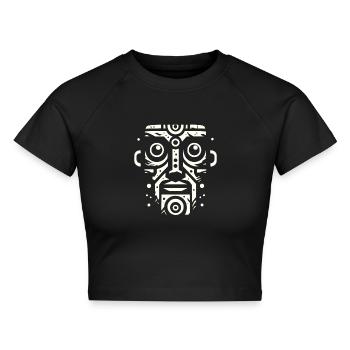 Petroglyph Rock Art Ancient Rock Drawing Indian - Cropped Frauen Organic T-Shirt - Schwarz - Vorne - AI Model Female 172 light (172cm)
