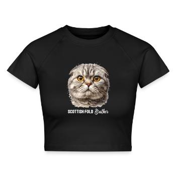 Scottish Fold Kätzchen Scottish Fold Katze - Cropped Frauen Organic T-Shirt - Schwarz - Vorne - AI Model Female 172 light (172cm)