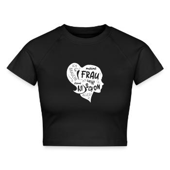 Ich brauche keine KI meine Frau weiß schon alles - Cropped Frauen Organic T-Shirt - Schwarz - Vorne - AI Model Female 172 light (172cm)