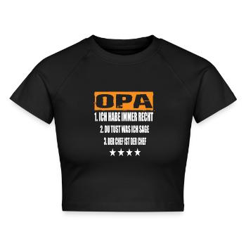 Opa - Cropped Frauen Organic T-Shirt - Schwarz - Vorne - AI Model Female 172 light (172cm)