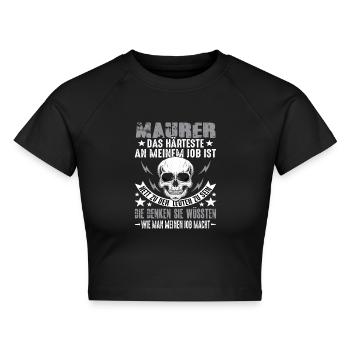 Maurer Hochbau Maurermeister Maurer Lustig - Cropped Frauen Organic T-Shirt - Schwarz - Vorne - AI Model Female 172 light (172cm)