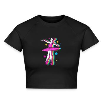 Ballett Ballett-Tänzerin - Cropped Frauen Organic T-Shirt - Schwarz - Vorne - AI Model Female 172 light (172cm)