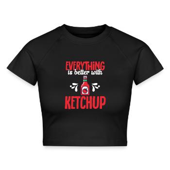 Ketchup Tomatenketchup - Cropped Frauen Organic T-Shirt - Schwarz - Vorne - AI Model Female 172 light (172cm)