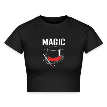 Zauberer - Cropped Frauen Organic T-Shirt - Schwarz - Vorne - AI Model Female 172 light (172cm)