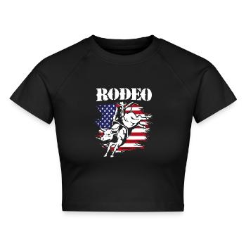 Rodeo - Cropped Frauen Organic T-Shirt - Schwarz - Vorne - AI Model Female 172 light (172cm)