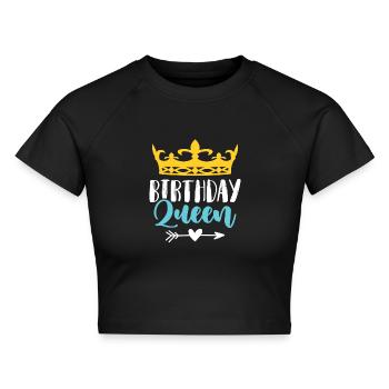 birthday queen - Cropped Frauen Organic T-Shirt - Schwarz - Vorne - AI Model Female 172 light (172cm)