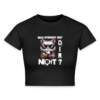 Ich hasse Menschen - Was stimmt denn mit dir nicht - Cropped Frauen Organic T-Shirt - Schwarz - Vorne - AI Model Female 172 light (172cm)