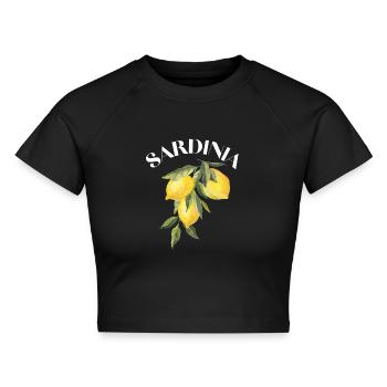 Sardinien Zitronen Vintage Style Italien Reisegeschenk - Cropped Frauen Organic T-Shirt - Schwarz - Vorne - AI Model Female 172 light (172cm)