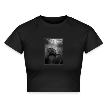 Whale Shark Walhaie Walhai - Cropped Frauen Organic T-Shirt - Schwarz - Vorne - AI Model Female 172 light (172cm)