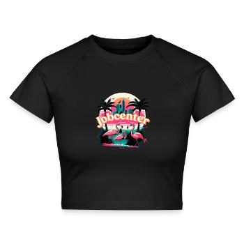 Jobcenter Hartz 4 Bürgergeld Flamingos Arbeitsamt - Cropped Frauen Organic T-Shirt - Schwarz - Vorne - AI Model Female 172 light (172cm)