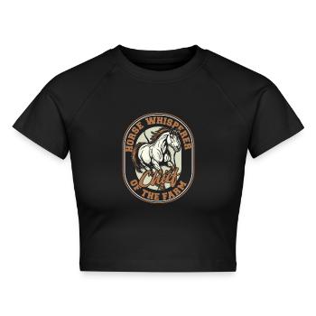 Pferd Reitsport Chef Der Farm - Cropped Frauen Organic T-Shirt - Schwarz - Vorne - AI Model Female 172 light (172cm)