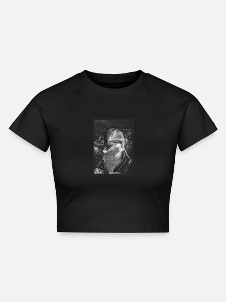 Dolphin Delfine Delfin - Cropped Frauen Organic T-Shirt - Schwarz