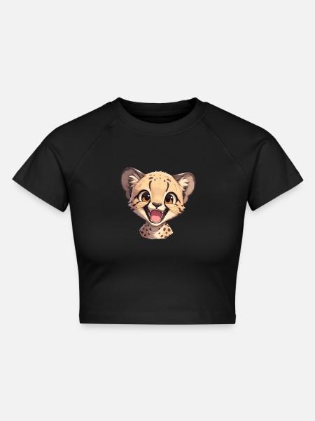 Cheetah Geparde Gepard - Cropped Frauen Organic T-Shirt - Schwarz
