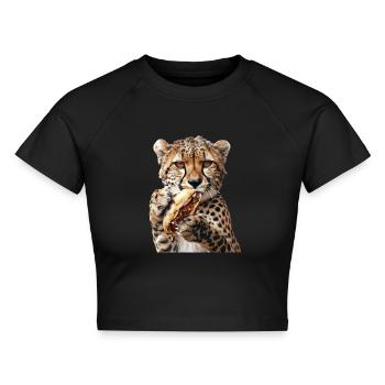 Gepard - Cropped Frauen Organic T-Shirt - Schwarz - Vorne - AI Model Female 172 light (172cm)