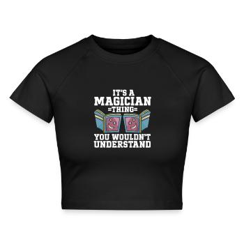 Funny Magician Magic - Cropped Frauen Organic T-Shirt - Schwarz - Vorne - AI Model Female 172 light (172cm)