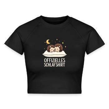 Offizielles Schlafshirt Igel Paar - Cropped Frauen Organic T-Shirt - Schwarz - Vorne - AI Model Female 172 light (172cm)