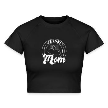 Jetski Mom Jetski Driver Jetski Mama Jetski - Cropped Frauen Organic T-Shirt - Schwarz - Vorne - AI Model Female 172 light (172cm)