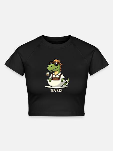 Tea Rex - Cropped Frauen Organic T-Shirt - Schwarz