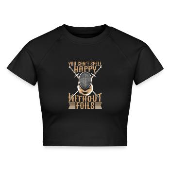Fechten Fechter - Cropped Frauen Organic T-Shirt - Schwarz - Vorne - AI Model Female 172 light (172cm)