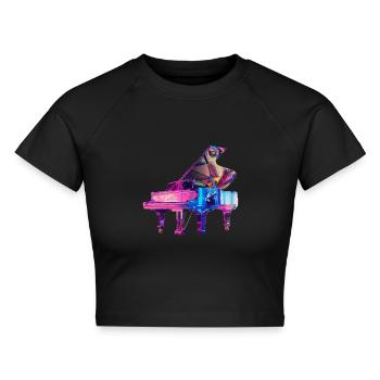 Klavier - Cropped Frauen Organic T-Shirt - Schwarz - Vorne - AI Model Female 172 light (172cm)