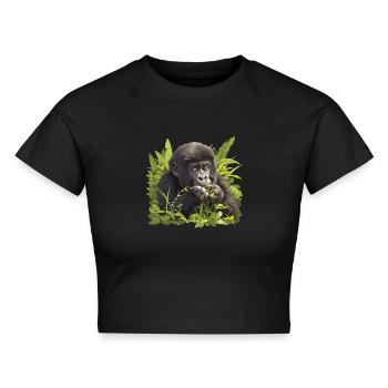Gorillas Gorilla - Cropped Frauen Organic T-Shirt - Schwarz - Vorne - AI Model Female 172 light (172cm)