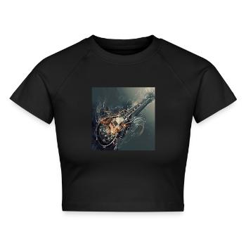 Gitarre - Cropped Frauen Organic T-Shirt - Schwarz - Vorne - AI Model Female 172 light (172cm)