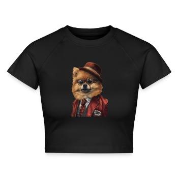 Zwergspitz - Cropped Frauen Organic T-Shirt - Schwarz - Vorne - AI Model Female 172 light (172cm)