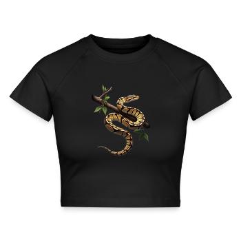 Königspython Schlangen Liebhaber Terrarium Python - Cropped Frauen Organic T-Shirt - Schwarz - Vorne - AI Model Female 172 light (172cm)