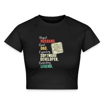 Software Entwickler Papa - Cropped Frauen Organic T-Shirt - Schwarz - Vorne - AI Model Female 172 light (172cm)