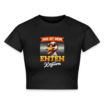Enten Karneval DAS IST MEIN ENTEN KOSTÜM Lustiges - Cropped Frauen Organic T-Shirt - Schwarz - Vorne - AI Model Female 172 light (172cm)