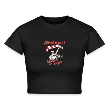 Stuttgart kämpfen und siegen No II - Cropped Frauen Organic T-Shirt - Schwarz - Vorne - AI Model Female 172 light (172cm)