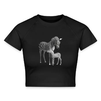 Zebra - Cropped Frauen Organic T-Shirt - Schwarz - Vorne - AI Model Female 172 light (172cm)
