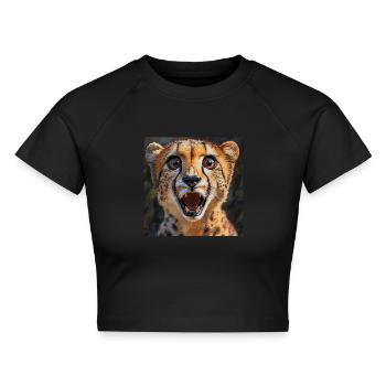 Gepard - Cropped Frauen Organic T-Shirt - Schwarz - Vorne - AI Model Female 172 light (172cm)