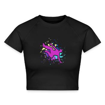 Backflip Salto Akrobatik Parkour Turnen Geschenk - Cropped Frauen Organic T-Shirt - Schwarz - Vorne - AI Model Female 172 light (172cm)