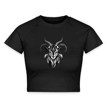 Aries - Zodiac Sign Motive - Cropped Frauen Organic T-Shirt - Schwarz - Vorne - AI Model Female 172 light (172cm)