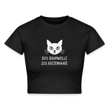 80% Baumwolle – 20% Katzenhaare - Cropped Frauen Organic T-Shirt - Schwarz - Vorne - AI Model Female 172 light (172cm)