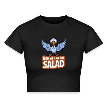VOGEL NOW WE HAVE THE SALAD - Cropped Frauen Organic T-Shirt - Schwarz - Vorne - AI Model Female 172 light (172cm)