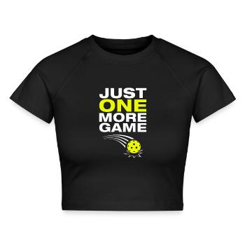 One more game lustiges Pickleball Spieler - Cropped Frauen Organic T-Shirt - Schwarz - Vorne - AI Model Female 172 light (172cm)
