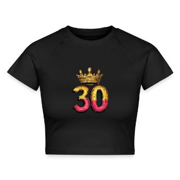 30 Zahl Krone - Cropped Frauen Organic T-Shirt - Schwarz - Vorne - AI Model Female 172 light (172cm)