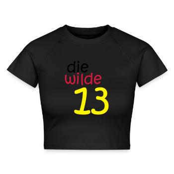 die wilde 13 - Cropped Frauen Organic T-Shirt - Schwarz - Vorne - AI Model Female 172 light (172cm)