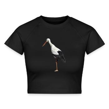 Storch - Cropped Frauen Organic T-Shirt - Schwarz - Vorne - AI Model Female 172 light (172cm)