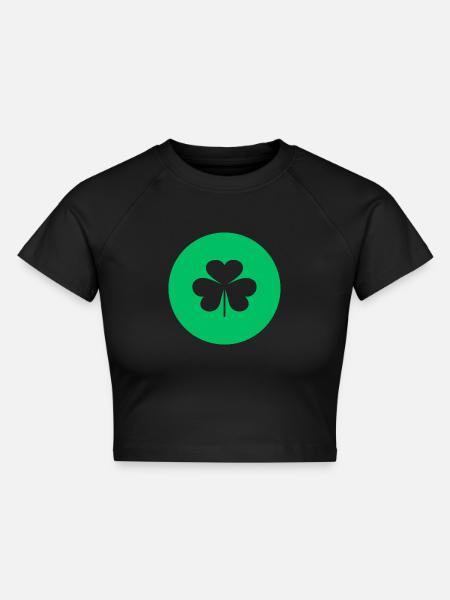 Glücksbringer Kleeblatt - Cropped Frauen Organic T-Shirt - Schwarz